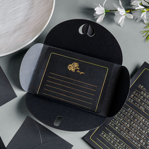 Sobre Negro con Rosa Dorada para el Día de San Valentín, Juego de Cartas de Amor Personalizadas para Novia, Papel de Escritura de Lujo para Declaraciones de Amor - Product Image 5