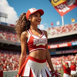 Custom High Quality <b>Sexy</b> Women's Football Cheerleading <b>Uniform</b> Set Heat-Transfer Printed Breathable Comfortable Jersey Skirt - Product Image 5