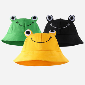 Chapeau de pêcheur respirant à large bord pour enfants, motif grenouille aux grands yeux, couleur unie, protection solaire extérieure, printemps-été, voyage - Product Image 4