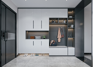 Fabrication professionnelle chinoise de placards d'entrée en panneaux artificiels, combinaison de placards d'entrée, hall d'entrée - Product Image 5