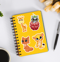 Niedliche Doodle-Kunst Aufkleber Cartoon-Tier Kinder-Haustier-Sticker für Flaschen Notizbücher Laptops Dekorative Personalisierte Aufkleber