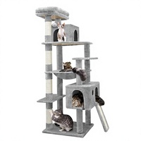 Arbre à chat moderne robuste en bois extra large pour intérieur avec hamac et condo pour chat