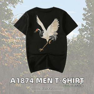 เสื้อยืดปักลายผู้ชาย ผ้าฝ้าย 100% แขนสั้น ทรงปกติ ลายรูปนก สไตล์ลำลอง สตรีทแวร์ - Product Image 2
