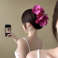 Accessoires de cheveux pour femmes haut de gamme printemps Super fée tachée Phalaenopsis pince à cheveux 5cm fleur fraîche pince de requin doux match facile