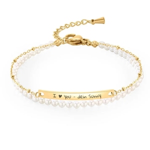 Pulseras de Barra Grabadas <span class=keywords><strong>en</strong></span> Blanco de Doble Capa con Perlas de Imitación, Chapadas <span class=keywords><strong>en</strong></span> Oro de 18K, de Acero Inoxidable, Joyería de <span class=keywords><strong>Amistad</strong></span>, de Moda, Gran Venta INS - Product Image 1