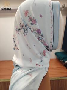 인쇄 된 한국 쉬폰 다이아몬드 쉬머 비즈 여성용 아기 솔기 랩이있는 이슬람 히잡 숄 - Product Image 5