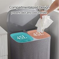 Panier à linge pliable avec couvercle, en plastique et tissu Oxford, 2 compartiments, organiseur de rangement pour vêtements sales, bac de tri du linge