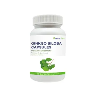 Extrato de folha de Ginkgo Vegan OEM, cápsulas de apoio à memória e foco de Ginkgo Biloba