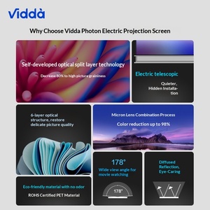 Layar Film Vidda <span class=keywords><strong>100</strong></span> Inci Elektrik Photon Dinding Hitam 16:9 Kompatibel dengan Laser Tiga Warna Smart Remote - Product Image 5