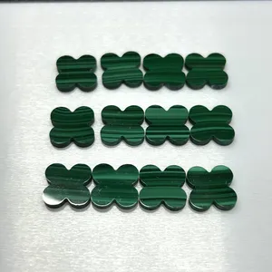 HQ Gems Hot Sale Dubai Green Clover Stone Synthetic Malachite 4 Leaf Clover Gems