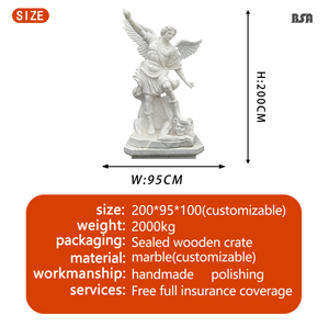 Estatua de escultura de San Miguel de mármol natural Ángel estilo europeo al aire libre para <span class=keywords><strong>iglesia</strong></span> y aplicación en el hogar - Product Image 3