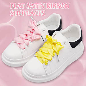 Lacets en satin personnalisés WEGOODZF de haute qualité, style décontracté, lisses et soyeux, lacets plats en polyester avec embouts métalliques, paires - Product Image 2