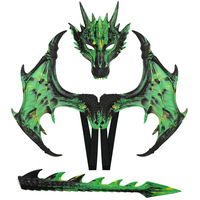 Ensemble d'ailes et de queue de dragon ultra-légères RP pour Halloween, décoration de tête de dragon, utilisé pour les accessoires de jeu de rôle et la décoration de fête