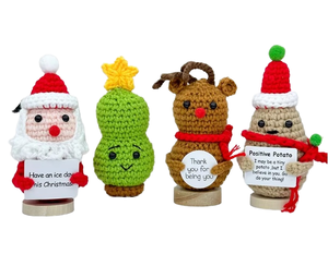 Positive Holiday Crochet Gift Friends Handmade Knitted Positive Potato Tree Cheerful Emotional Penguin Holiday Party Decor
