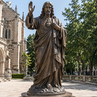 Statue de Jésus en bronze, sculpture religieuse du Sacré-Cœur, taille réelle, décoration d'art catholique chrétien pour l'extérieur, l'église, le jardin