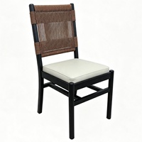 Chaise de salle à manger moderne minimaliste en bois massif avec revêtement en cuir et design tressé pour restaurants, hôtels et usage domestique – Fauteuil