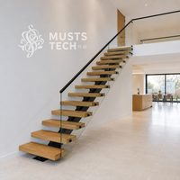 Moderne Innendesigner-Luxustreppe Direkt vom Hersteller Designer-Kollaboration Mono-Stringer-Treppe