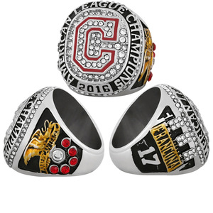 Bague de championnat des World Series des <span class=keywords><strong>Cleveland</strong></span> <span class=keywords><strong>Indians</strong></span> MLB 2016 transfrontalière en alliage écologique et zircone cubique, style décontracté/sportif - Product Image 6