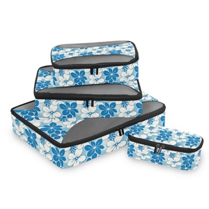 Organiseurs de bagages de voyage à compression avec imprimé floral bleu personnalisé, lot de 6 cubes de rangement pour valise - Product Image 3