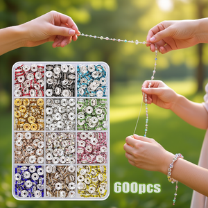 Cuentas Espaciadoras de Cristal Rondelle de 8mm, 600 Piezas, Multicolores, Cuentas Sueltas para Manualidades y Joyería DIY - Product Image 2