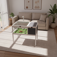 Support de lampe en bois écologique de luxe pour tortues, avec fenêtre d'observation, plateau étanche, pieds détachables, facile à nettoyer, pour tortues, geckos et petits animaux