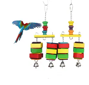 Yeni kuş büyük papağan oyuncaklar doğal ahşap bloklar kuş çiğneme oyuncağı papağanlar kafes Bite oyuncak Macaws papağanlar için uygun
