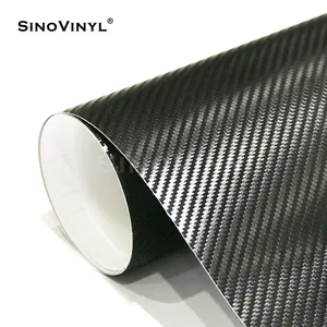 Sinovinyl 1.52x3ฟิล์มไวนิล3D 180ไมครอน0ม./5x98FT ฟิล์มไวนิลห่อรถยนต์สีดำ