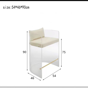 Modern Minimalist <strong>Velvet</strong> Upholstered <strong>Dining</strong> <strong>Chair</strong> Metal Footrest Transparent Acrylic Bar Stool for Outdoor Hotel Living Room Use - Product Image 6