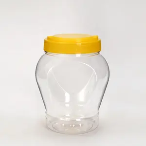 Heart Shape 1000ml Clear PET Plastic Packaging Jar Container for Candy Cookie Foods Storage Jar