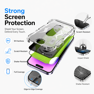 ฟิล์มกระจกนิรภัยแบบใส 9H ป้องกันรอยขีดข่วน สำหรับ iPhone 14-18  รุ่น OEM ผลิตตามสั่ง พร้อมอุปกรณ์กำจัดฝุ่น ติดตั้งง่าย - Product Image 4