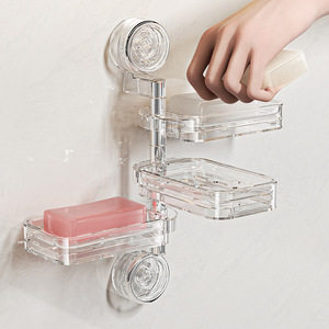 Imega Wall Mount Soap Dish Plastic Rectangular Self Drain Bathroom Soap Box - Product Image 3