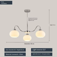 Lampe de lustre simple en verre de kaki médiéval vintage pour chambre à coucher salon hôtel suspension hauteur réglable