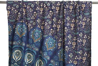 Panneaux de rideaux Mandala Bohème Indien à motif Paon, Rideaux Hippie Imprimés Bleu Turquoise pour Fenêtre et Décoration Intérieure