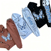 Ensemble survêtement streetwear personnalisé en coton 100% pour homme, imprimé en relief, surdimensionné et lourd, composé d'un pantalon de survêtement et d'un sweat-shirt à capuche