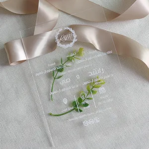 Simple Transparent Acrylic Wedding Invitation Match Pure White Vellum Paper Envelope