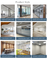 Cloison de séparation en verre dépoli moderne, cloisons vitrées modulaires insonorisées, séparateur de pièce intérieur pour magasin commercial