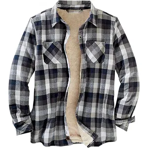 제조 양털 자켓 남성 격자 무늬 셔츠 자켓 남성 Lambswool 라이닝 셔츠 자켓