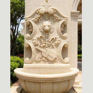 Fuente de jardín de <span class=keywords><strong>cascada</strong></span> de pared con caño de cabeza de león de mármol de piedra natural a la venta - Product Image 2