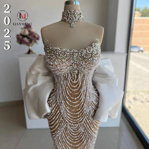 LM A863 Robe de soirée sirène blanche de luxe pour femmes saoudiennes, occasion de mariage 2025 - Product Image 1