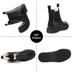 Stivali Chelsea da <span class=keywords><strong>Donna</strong></span> <span class=keywords><strong>con</strong></span> Fodera in Pelliccia Calda, Stivaletti Invernali a Metà Polpaccio <span class=keywords><strong>con</strong></span> Suola Spessa - Product Image 6