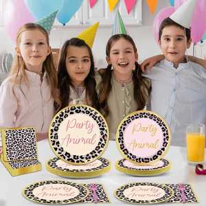 Platos de Papel Desechables Redondos de 7 Pulgadas con Diseño de Guepardo para Fiestas Temáticas de Animales y Safari, 350 g/m², Color Blanco, Aprobados por la FDA, Artículos para Fiestas - Product Image 3