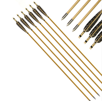 1. Flèches en bois à plumes naturelles de 5 pouces, tige de 8 mm, flèches universelles pour tir à l'arc, pour arc classique et longbow, chasse et entraînement