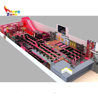 Centre de divertissement familial à fort potentiel de profit : Projet de parc de trampolines et parcours ninja avec fosse à mousse, conception personnalisée pour attraction de centre commercial