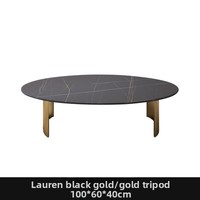 Table basse ovale moderne minimaliste de luxe léger avec plateau en ardoise et structure métallique pour salon et usage domestique