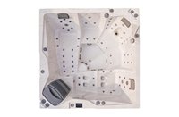 Bain à remous extérieur pour 5 personnes, spa hydromassant avec chauffage thermostatique, baignoire de massage pour jardin, patio, complexe hôtelier