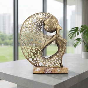Escultura Femenina de Latón Directo de Fábrica, Estilo <span class=keywords><strong>Art</strong></span> Deco Moderno de Lujo, Base de Mármol, Estatua Abstracta, Decoración para el Hogar, Regalo <span class=keywords><strong>Art</strong></span>ístico, Venta al por Mayor - Product Image 1