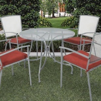 Joyeleisure Ensemble de 5 chaises en maille pour table de salle à manger extérieure moderne, cadre en aluminium, certifié EN-581, couleurs personnalisées, hôtel, villa