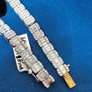 บาแกตต์และเพชรโมอิส925นิตสเตอร์ลิงเงินแท้โซ่เทนนิสหรูหราสำหรับมืออาชีพในราคาที่ดี - Product Image 3