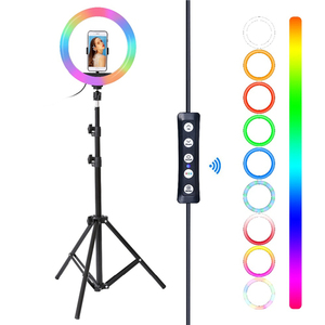 Anneau lumineux <span class=keywords><strong>LED</strong></span> <span class=keywords><strong>RGB</strong></span> <span class=keywords><strong>MJ33</strong></span> pour photographie, éclairage selfie, lampe à intensité variable avec trépied pour Youtube, maquillage, vidéo, photo en direct, studio photo - Product Image 4