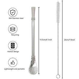 Cuchara de Acero Inoxidable con Filtro para Yerba Mate, Bombilla con Mango Largo, Colador de Té con Cepillo de Limpieza - Product Image 6